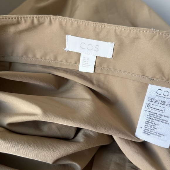 COS Tan Zipper Front Cotton Nylon Blend Skirt Size Medium - Picture 5 of 5